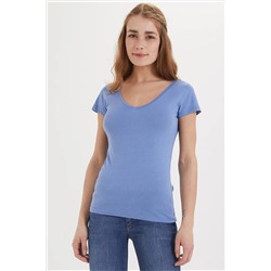 Женская футболка Cindy с v-образным вырезом синяя 192 LCF 242009