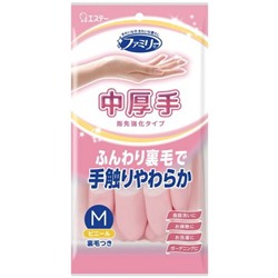Перчатки ST Family для хозработ винилов с внутрен ворсом розовые размер М (дл.32/дл пальц 8,3см)/120