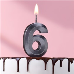 Свеча в торт на шпажке «‎Грань», цифра "6", черная, 5 см