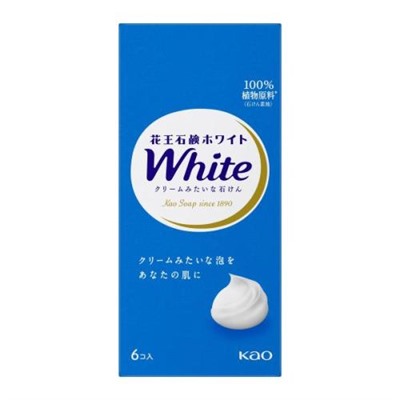 KAO Натуральное увлажняющее туалетное мыло "White" со скваланом (нежный аромат цветочного мыла) 85 г х 6 шт. / 20