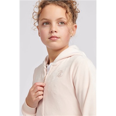 Juicy Couture Diamante Zip Through Cream Hoodie