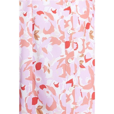 Сиреневое тканое платье-рубашка миди с объемными рукавами и цветочным принтом TWOSS22EL1125