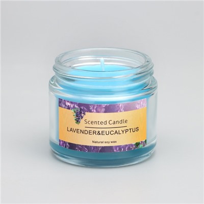 Свеча ароматическая "Scented Candle, Lavender&eucalyptus", Лаванда и эвкалипт, 5*5см, 140 гр   94933