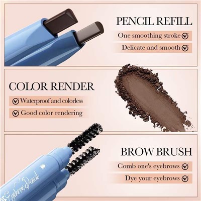 SADOER Водостойкий карандаш для бровей Waterproof Eyebrow Pencil, 02 Dark Brown