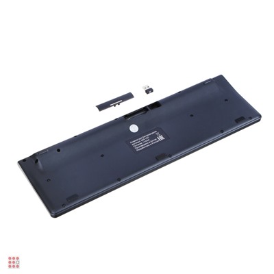 Клавиатура беспроводная мембранная 2.4GHz, 104кл., пластик, синяя кириллица, черная