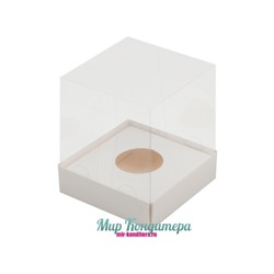 Коробка под 1 капкейк с прозрачным куполом, новый ложемент 100*100*120 мм (Белая)