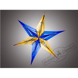 Звезда из фольги остроконечная сине-золотая, 60 см