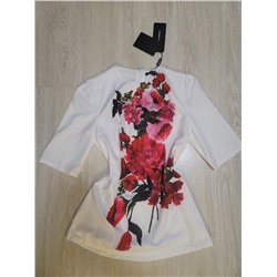 Блузка Dolce&Gabbana белая (пионы) Размер 38