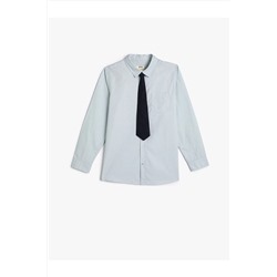 Рубашка с галстуком и детальным хлопковым классическим воротником с длинными рукавами 4WKB60002TW