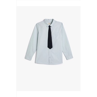 Рубашка с галстуком и детальным хлопковым классическим воротником с длинными рукавами 4WKB60002TW