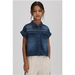 Reiss Sandie Embellished Denim Shirt