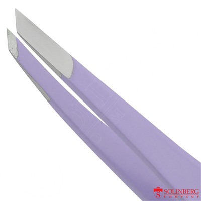 Пинцет для бровей Solinberg G809, "lavender", наклонное окончание с четкими гранями.