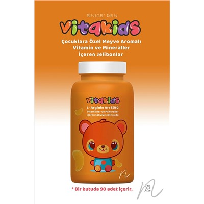 BNICE Vitakids Желейные бобы, содержащие витамины и минералы, L-аргинин, маточное молочко, EPA, DHA — 90 шт