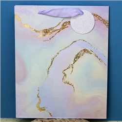 Пакет подарочный (M) «Marble stains», purple (26*32*12.5)