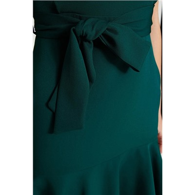 Зеленое платье с мини-тканой юбкой и рюшами с поясом TWOSS20EL0944