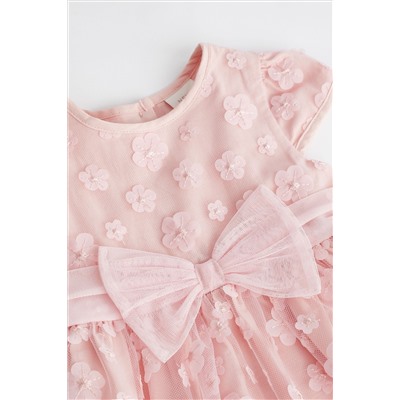 Pink 3D Flowers Baby Occasion Dress (0mths-2yrs)