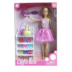 DEFA Lucy Кукла "Супермодель" (29 см, полка с обувью, сумки, расческа, фиолетовый)
