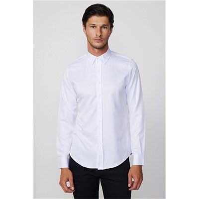 Slim Fit, легкая железная впитывающая пот дышащая текстура, держатель для галстука, белая мужская рубашка Four Seasons DR220054-01