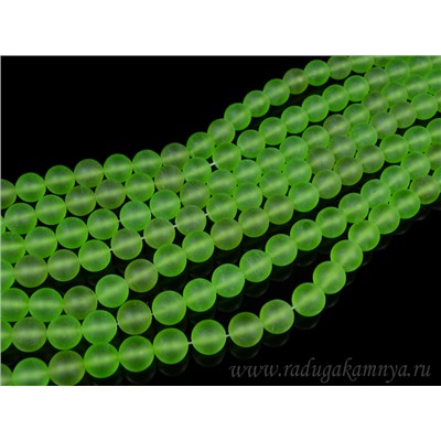 Бусины из кварца тонированного шарик 10мм, цв.зеленый (матовый), 40см, 40 бусин