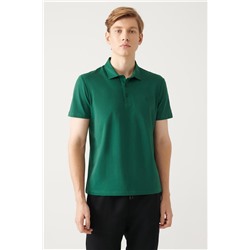Зеленая футболка с воротником-поло, 100% хлопок, 3 пуговицы, стандартный крой