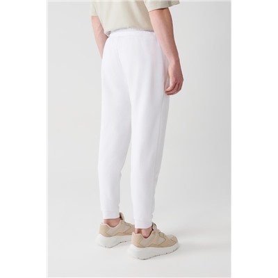 Белые спортивные штаны из эластичного хлопка с кружевом на талии, дышащие, стандартного кроя
