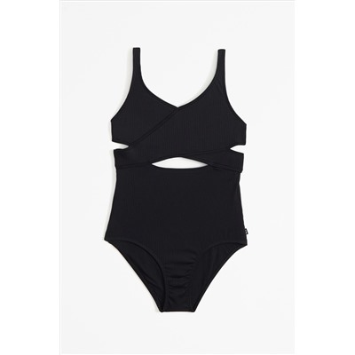 Abercrombie & Fitch Ribbed Cut Out Black Swimsuit