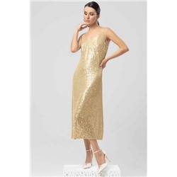 Золотое платье-комбинация с пайетками