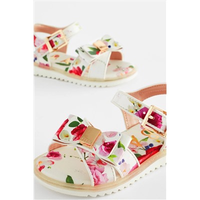 Baker by Ted Baker Girls Floral Patent White Sandals with Bow