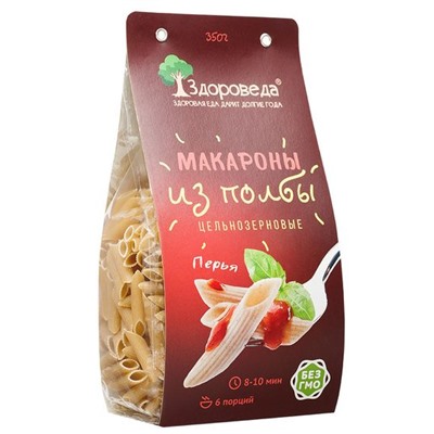 Макароны цельнозерновые из полбы "Перья", "Здороведа", 350г.