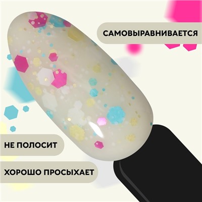 Гель лак для ногтей, «MILK GLITTER», 3-х фазный, 8мл, LED/UV, цвет прозрачный (03)