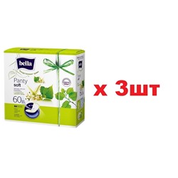 Bella 60шт Прокладки ежедневные Panty Soft Tilia с экстрактом липового цвета 3шт