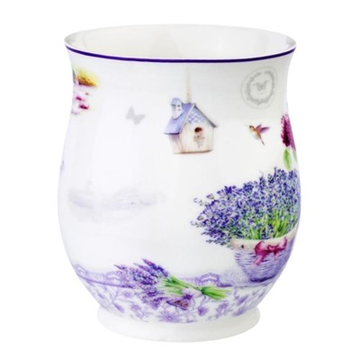 Кружка 350 мл 11,5*8,2*10 см "Лаванда" бочонок, NEW BONE CHINA