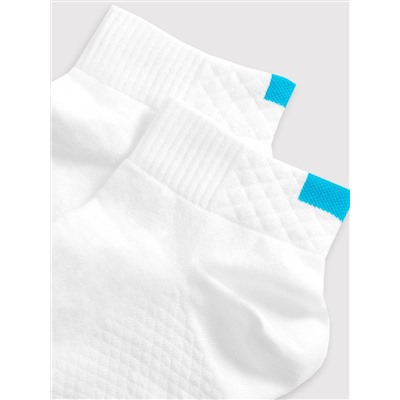 Носки мужские укороченные белые с рисунком бирюзового прямоугольника, 2 пары в наличии