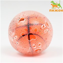Игрушка для собак "Мяч баскетбол-лапки 2 в 1", TPR+винил, 7,5 см, прозрачная/оранжевая
