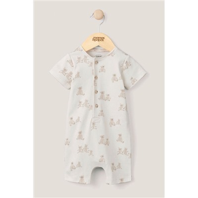 Mamas & Papas Cream Bear Print Shortie Romper