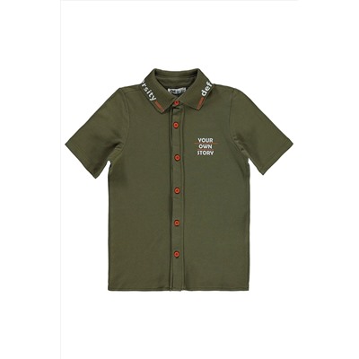 Рубашка для мальчика 6–9 лет цвета хаки 40956741Y31