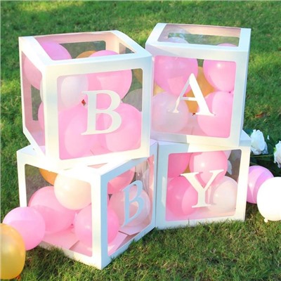 Набор коробок для воздушных шаров Baby, белый, 30х30х30 см, 4 шт.