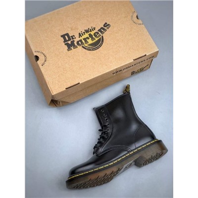 Ботинки Dr. Martens Martin 1460 classic серии с 8 отверстиями из матовой черной твердой кожи для мужчин и женщин