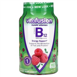 VitaFusion, B12, натуральный вкус малины, 500 мкг, 140жевательных таблеток