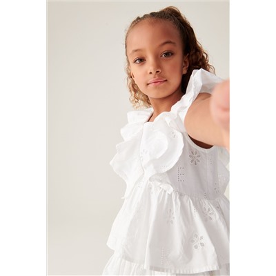 Baker by Ted Baker Frilled Broderie White Dress