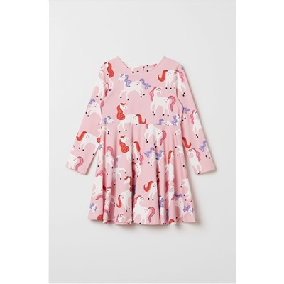 Polarn O Pyret Pink Organic Unicorn Print Dress