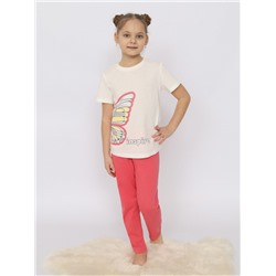CSKG 50169-21 Пижама для девочки (футболка, брюки),экрю