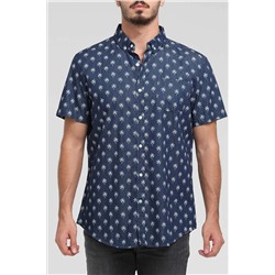 Мужская рубашка с рукавами с принтом Sorento темно-синяя 182 LCM 241016