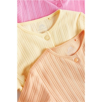 Pink/Yellow 3 Pack Baby Sleepsuits (0mths-3yrs)