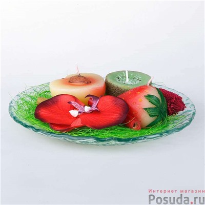 Декоративная композиция из 3 свечей (персик, киви, клубника) арт. PF06A