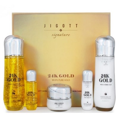 Jigott Набор средств для лица: тонер, эмульсия, крем / Signature 24K Gold Essential Skin Care 3 Set