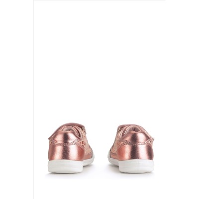 Start-Rite Natural Roundabout Rose Gold Leather Rip Tape Pre School Trainer Shoes