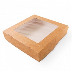 Коробка крафт с окном 20*20*4 см