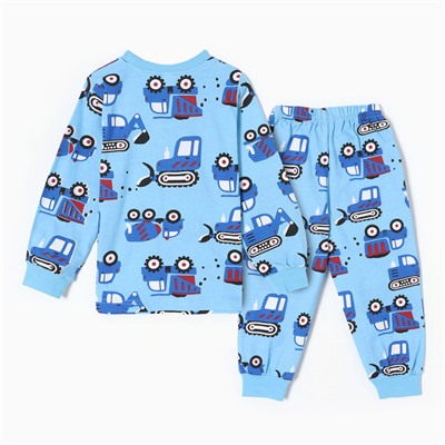 Пижама для мальчиков, цвет голубой/трактор, рост 98 см