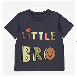 Charcoal Little Bro Slogan T-Shirt2,5